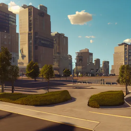 Image similar to panorama,utopia,futurist city streets,sunny,unreal engine