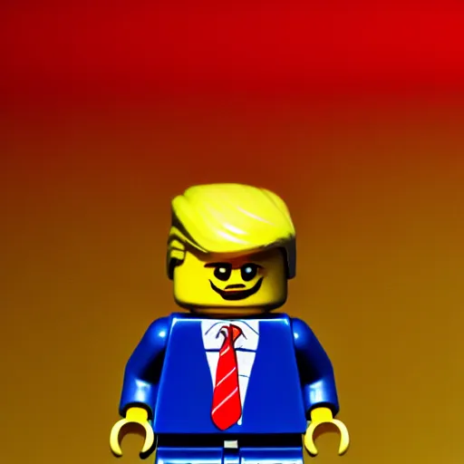 Prompt: lego figurine of donald trump, studio lighting, macro lens, high quality