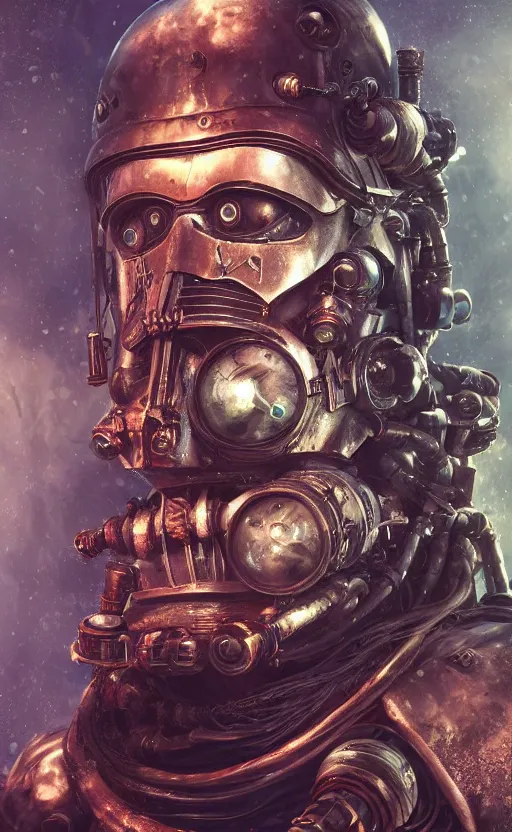 Prompt: underwater steampunk biopunk portrait of darth vader, au naturel, hyper detailed, digital art, trending in artstation, cinematic lighting, studio quality, smooth render, unreal engine 5 rendered, octane rendered, art style by klimt and nixeu and ian sprigger and wlop and krenz cushart.