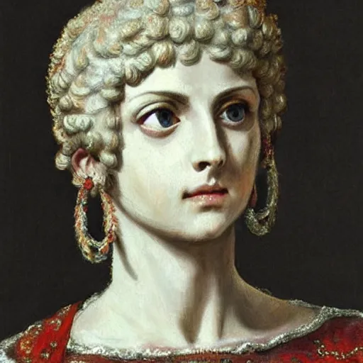 Image similar to A 17th century Baroque Painting of Nero Claudius Drusus, portrait of Nero Claudius Drusus, grainy, realistic, very realistic, hyperrealistic, highly detailed, very detailed, extremely detailed, very neat, very epic, very cool, detailed, trending on artstation