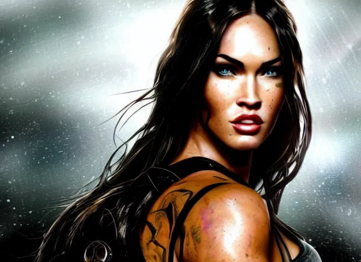 Image similar to megan fox as lara croft, magic and fantasy, highly detailed face, specular reflection, occlusion shadow, intricate, bokeh, masterpiece