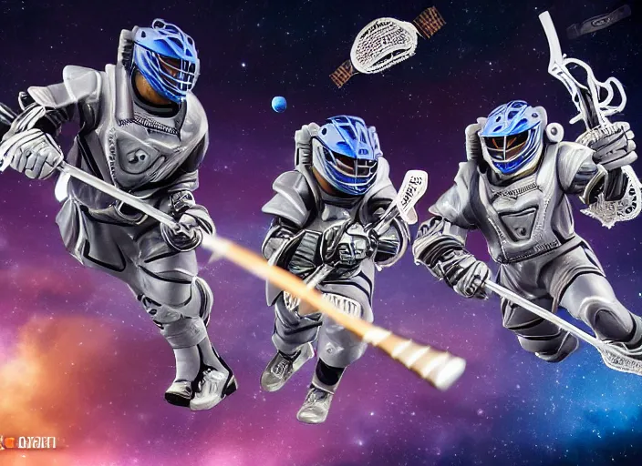 Prompt: photo of the lacrosse team, playing intergalactic championship, in space, versus chitauri, highly detailed, 8k, intricate, sony a7r iv 55mm, award winning.