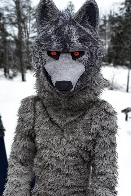 Prompt: a wolf fursuit, photograph, instagram photo