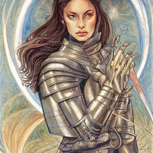 Image similar to jeanne d'arc in the style of william blake, terese nielsen, detailed, intricate, beautiful faces, steve argyle