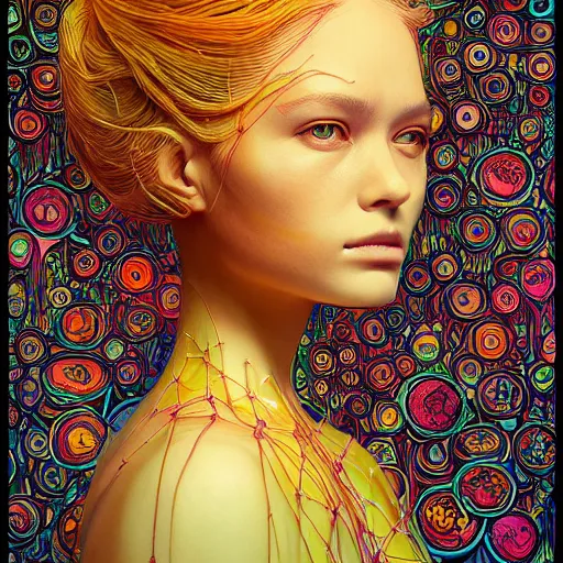 Image similar to the portrait of an incredibly beautiful and sophisticated woman partially made of onions of all colors, an ultrafine detailed illustration by james jean, final fantasy, intricate linework, bright colors, behance contest winner, vanitas, angular, altermodern, unreal engine 5 highly rendered, global illumination, radiant light, detailed and intricate environment