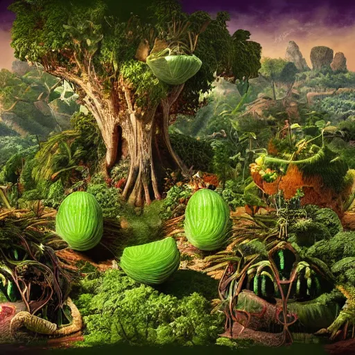 Prompt: the inhabitants of the planet pandora are harvesting. strange but delicious fruits. fantasy trees rounded in zigzags. clear details.