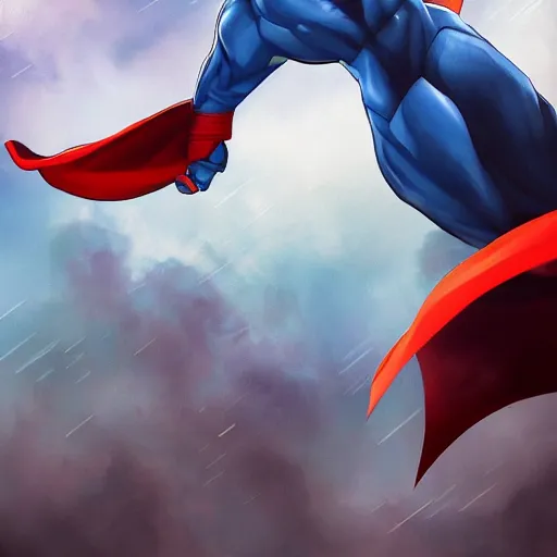 Image similar to superman punching through the earth, stylized, artgerm, artstation, hd, cgsociety, cgi, realistic, dramatic, cinematic, artistic, trending, detailed