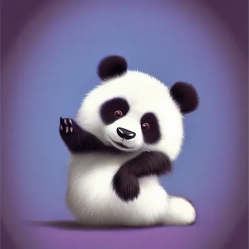 Prompt: cutie fluffy creature panda, digital art, 3 d, octave render, masterpiece, mega detailed, pixar, disney, vivid illustration, cartoon, fantasy, by george stubbs, artgerm, in the style of ghibli kazuo oga, pastel fur