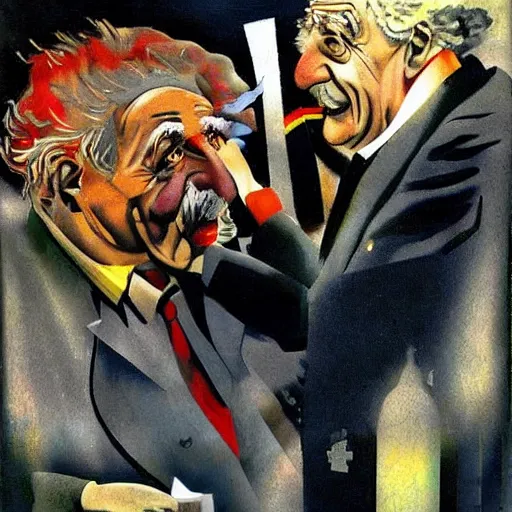 Prompt: Albert Einstein running the tour the france by Dave McKean