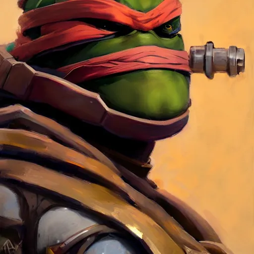 Image similar to greg manchess portrait painting of armored donatello of tmnt as overwatch character, medium shot, asymmetrical, profile picture, organic painting, sunny day, matte painting, bold shapes, hard edges, street art, trending on artstation, by huang guangjian and gil elvgren and sachin teng