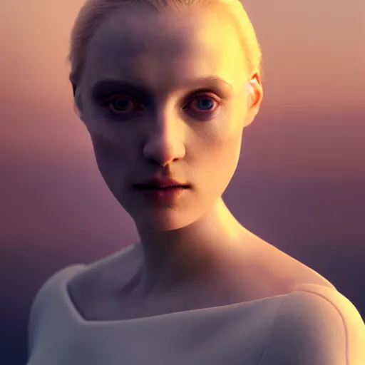 Prompt: photographic portrait of a stunningly beautiful english renaissance futuristic scifi female in soft dreamy light at sunset, beside the river, soft focus, contemporary fashion shoot, in a denis villeneuve and tim burton movie, by edward robert hughes, annie leibovitz and steve mccurry, david lazar, jimmy nelsson, extremely detailed, breathtaking, hyperrealistic, perfect face, octane render