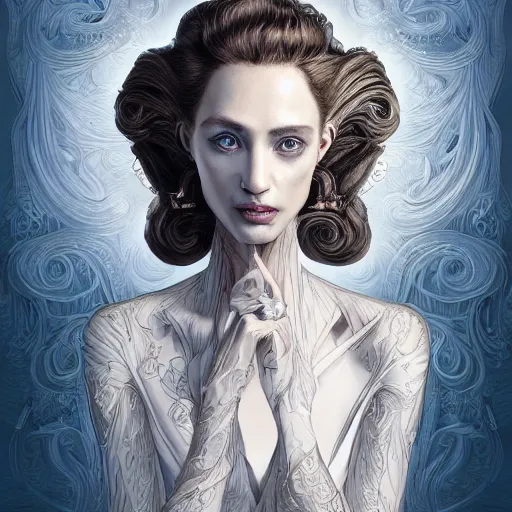 Prompt: the portrait of an absurdly beautiful, graceful, elegant, sophisticated, fashionable executive assistant, an ultrafine hyperdetailed illustration by kim jung gi, irakli nadar, vania zouravliov, intricate linework, natural colors, light tan, blue eyes, short hair, unreal engine 5 highly rendered, global illumination, radiant light, detailed and intricate environment