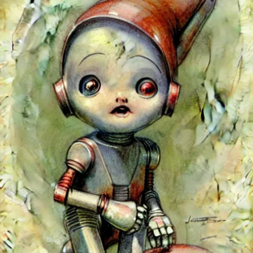 Image similar to ( ( ( ( ( 1 9 5 0 s robot elf baby. muted colors. ) ) ) ) ) by jean - baptiste monge