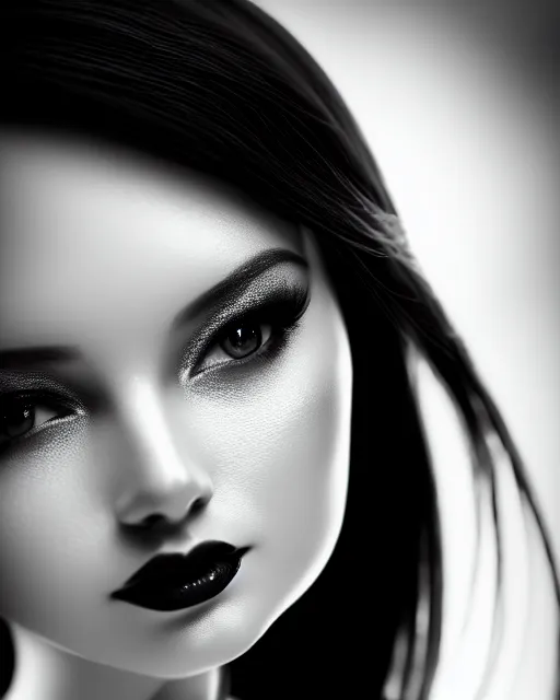 Image similar to black and white dreamy young beautiful female artificial intelligence, cyborg, cinematic, rim light, bokeh, photo - realistic, elegant, high detail, 8 k, masterpiece, photo taken in 1 9 3 0