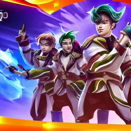 Prompt: members of the band exo as mobile legends heroes, 8 k, high definition, extremely detailed