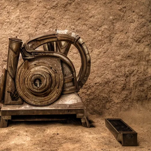 Prompt: this ancient machine from 9 0 0 million years ago baffles modern archeologists, award winning photo, 4 k