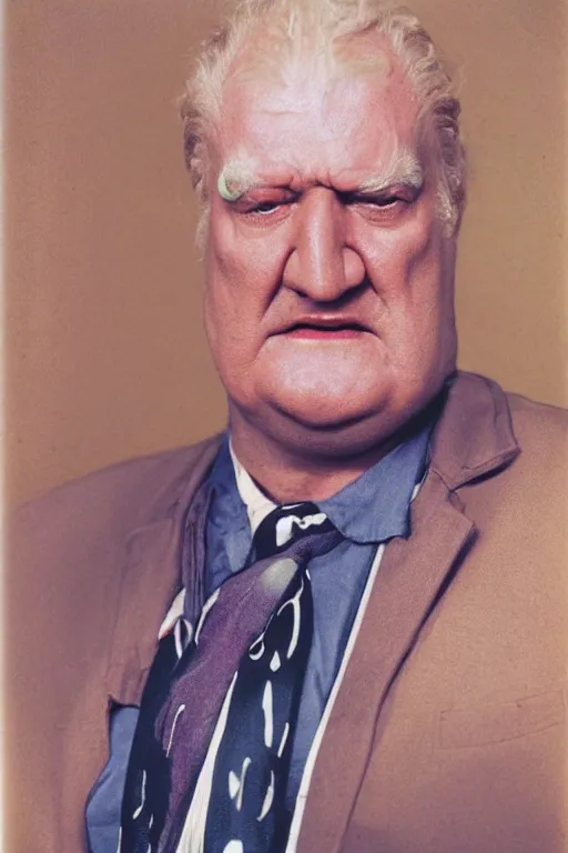 Image similar to upper body portrait of actor kenneth mcmillan as baron harkonnen in dune, colour polaroid photo