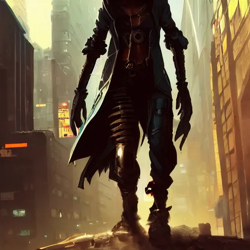 Image similar to a beautiful picture of a cyberpunk rogue walking in a crowded city by greg rutkowski and katsuhiro otomo trending on artstation