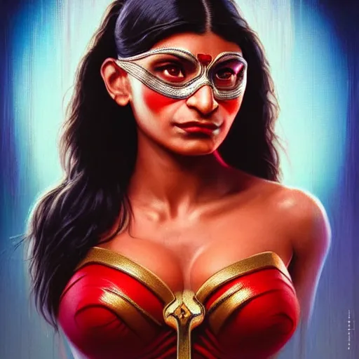Prompt: mia khalifa as darna, wax figure, glowing eyes, volumetric lights, red and cyan theme, art nouveau botanicals, intricate, highly detailed, neo classical overall aesthetics digital painting, artstation, concept art, smooth, sharp focus, cinematic, illustration, beautiful face, art by artgerm and greg rutkowski and alphonse mucha