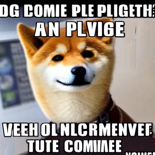 Image similar to doge is the pilot of a commercial jet. whimsical photo meme. kabosu the shiba - inu.