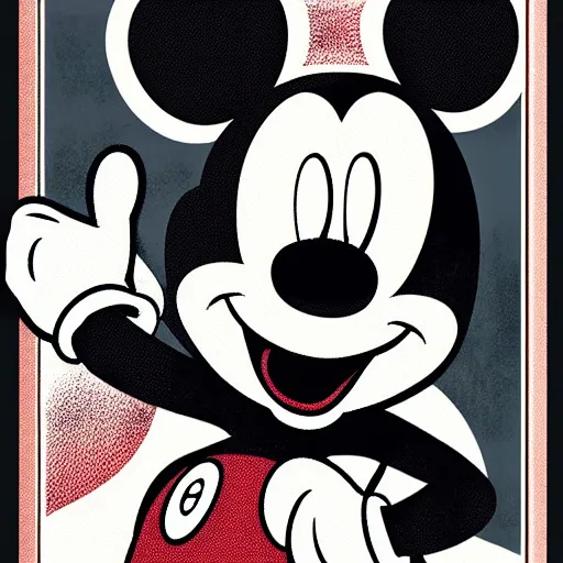 Prompt: Mickey Mouse dictator poster, propaganda