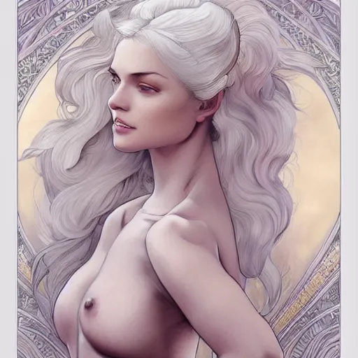 Prompt: a white hair girl, art by samdoesarts, highly detailed, digital painting, elegant, delicate, soft lines, feminine, concept art, smooth, sharp focus, illustration, pixiv art, cgsociety, art by artgerm and greg rutkowski and alphonse mucha, comic book, sketch, watercolor, trending on artstaion