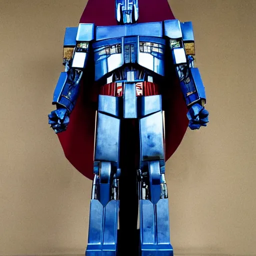 Image similar to optimus prime as a marble statue, highly detailed photograph