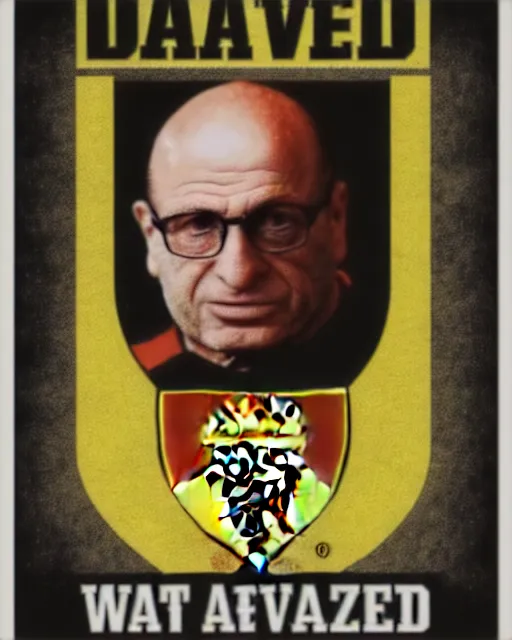 Image similar to avram glazer wanted dead or alive, owner of manchester united football club, wanted poster, bolo poster, pure evil, devils horns, avram glazer, satan, hell, 8 k, symmetry, cinematic lighting