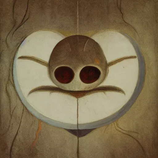 Image similar to Portrait of Hollow knight, painting by Leonardo Da Vinci , oil painting