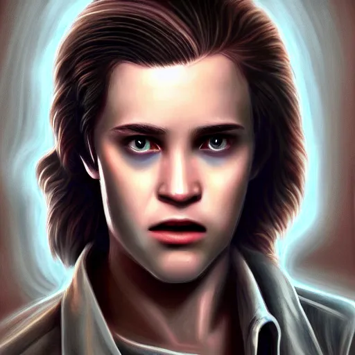 Image similar to Twilight, Stranger Things, Edward, Bella, photorealistic, dramatic lighting, soft, sharp focus, highly detailed, digital painting