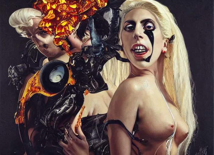 Image similar to lady gaga painting carved in amber by chiara bautista and norman rockwell and greg rutkowski weta studio