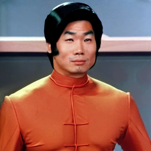 Prompt: an asian guys in a 1970 bastman costume tv show