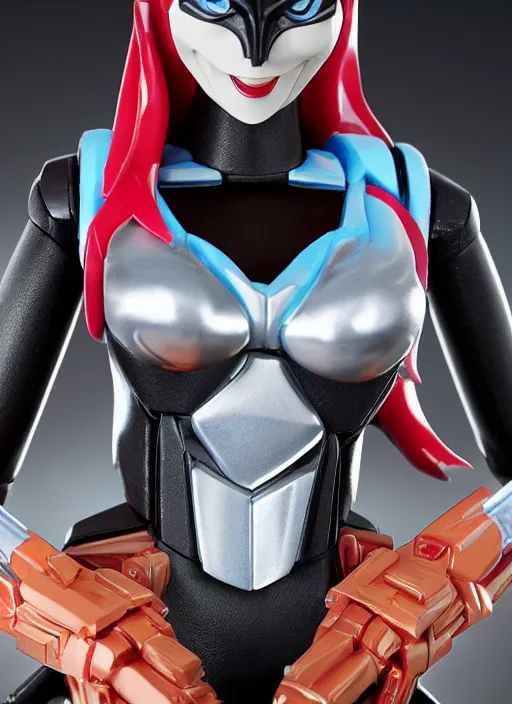 Image similar to Transformers Autobot Catwoman action figure from Transformers: Robots in Disguise (2015), symmetrical details, by Hasbro, Takaratomy, tfwiki.net photography, product photography, official media