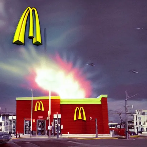 Image similar to a photo - realistic of mcdonald's getting nuked