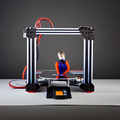 Image similar to prusa 3 d printer high end photoshoot