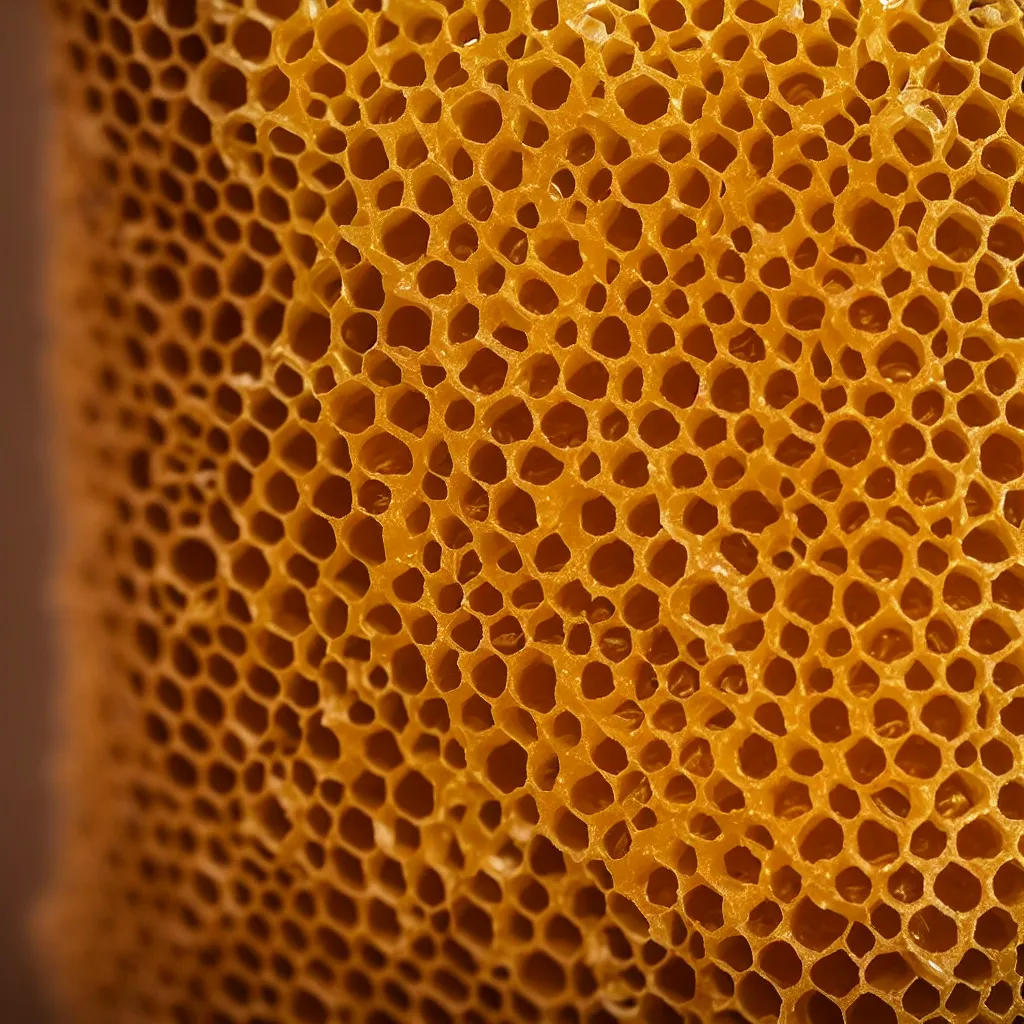 Image similar to real honeycomb traditional vase with honey by tomas gabzdil libertiny, product design, film still from the movie directed by denis villeneuve with art direction by zdzisław beksinski, telephoto lens, shallow depth of field