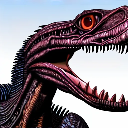 Image similar to alien velociraptor, photorealistic, ultra detailed, created by dall - e 2