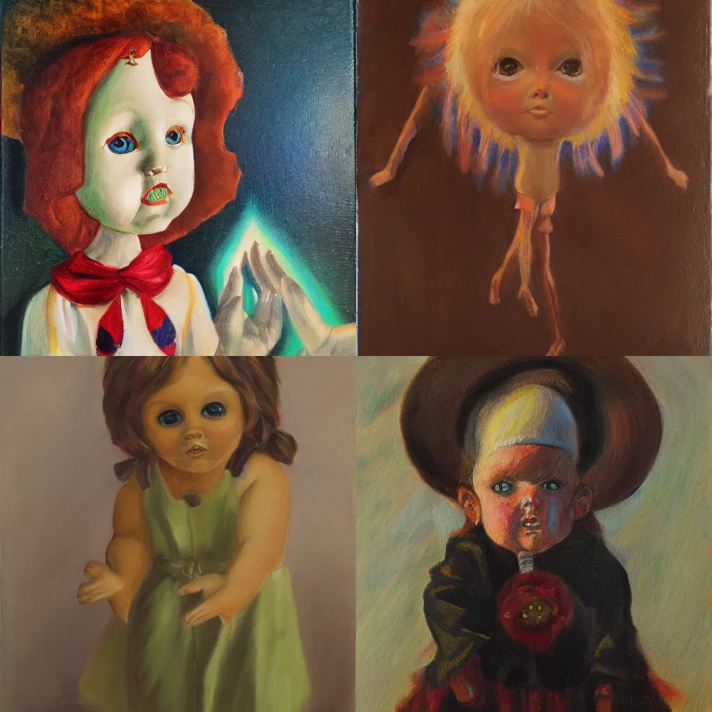 Prompt: the doll of a sorcerer, oil painting