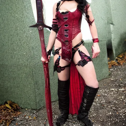 Image similar to full body photo of a female vampire warrior