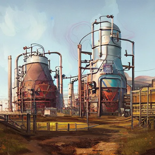 Image similar to a beer brewery painted by stalenhag