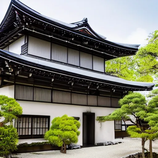 Image similar to photo of exterior of a historic house with Japanese and French inspired architecture