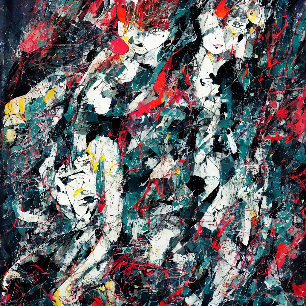Image similar to girl figure, abstract, jet set radio artwork, ryuta ueda artwork, cryptic, rips, spots, asymmetry, stipple, lines, splotch, color tearing, pitch bending, stripes, dark, ominous, eerie, hearts, minimal, points, technical, old painting, natsumi mukai artwrok, folds