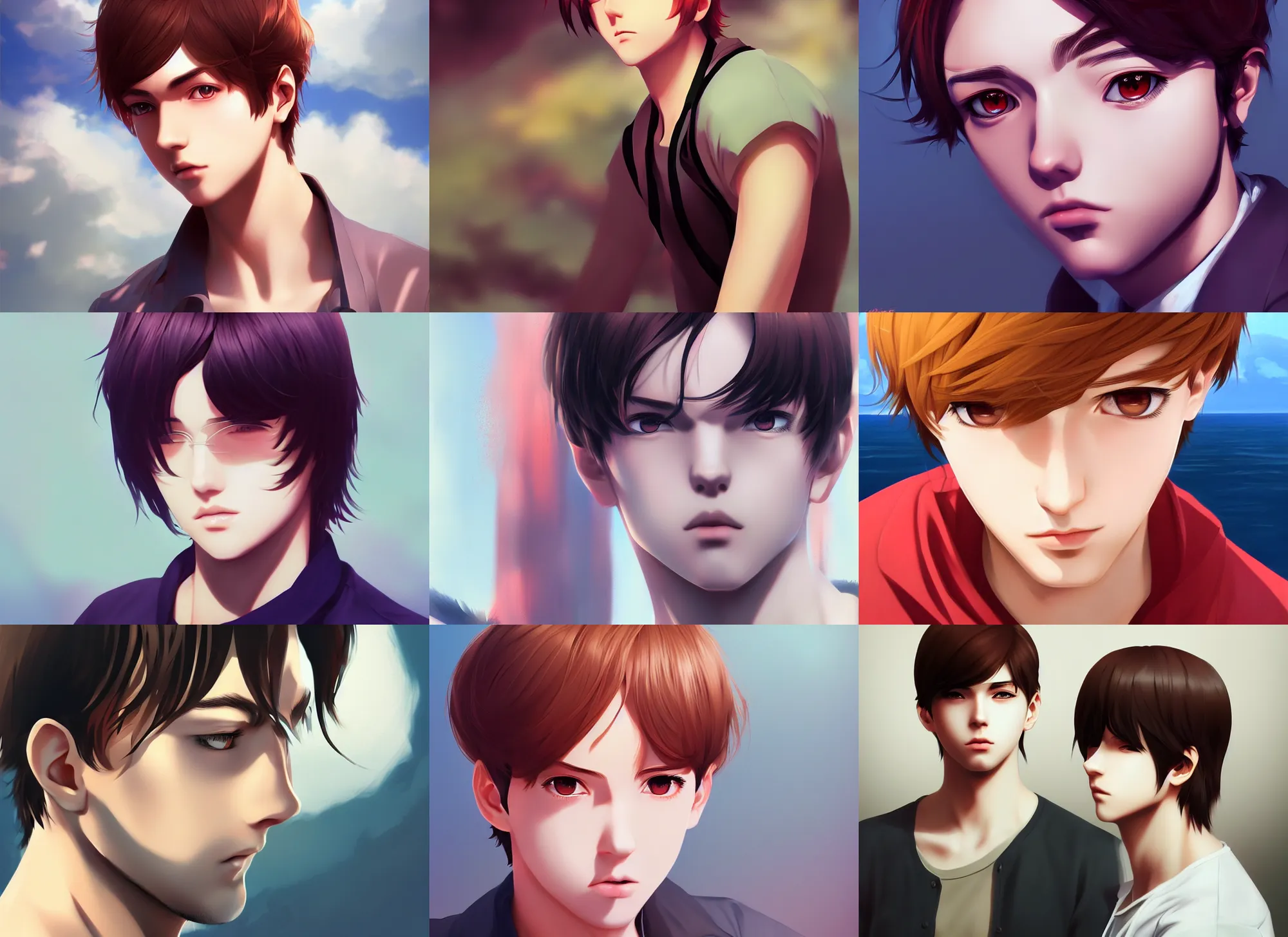 Prompt: art by Ilya Kuvshinov, portrait of a beautiful young male! semi realistic anime, anime! 4k