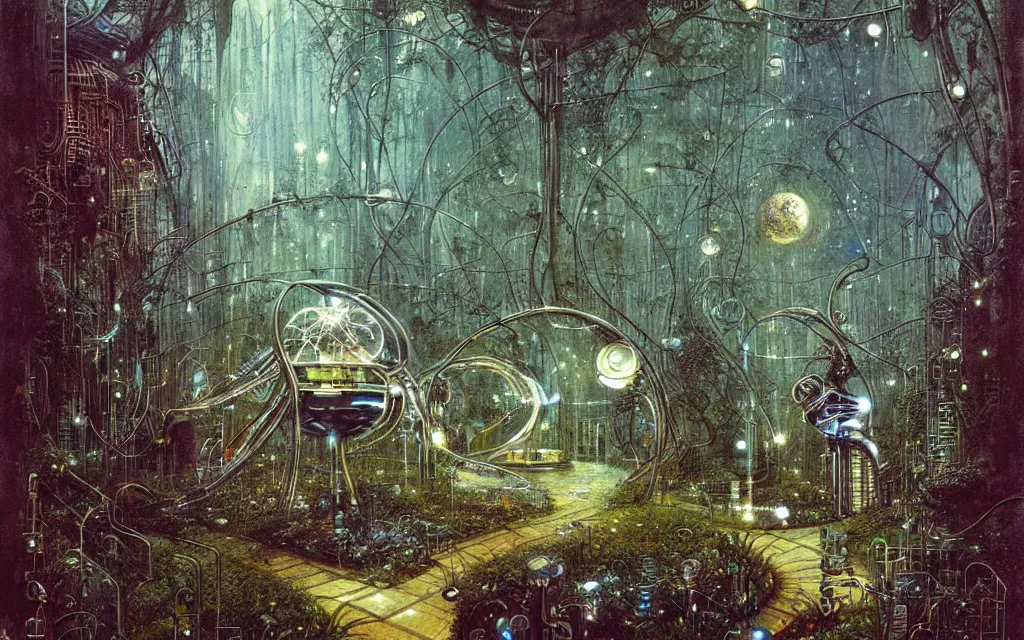 Image similar to a futurist techno - spirit cybernetic garden, future perfect, award winning digital art by santiago caruso and bruce pennington