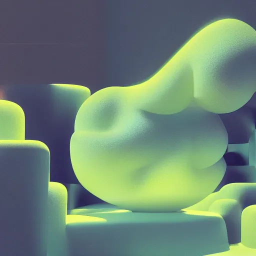 Image similar to yellow blob by James Jean and by beeple, 3D render, unreal engine,