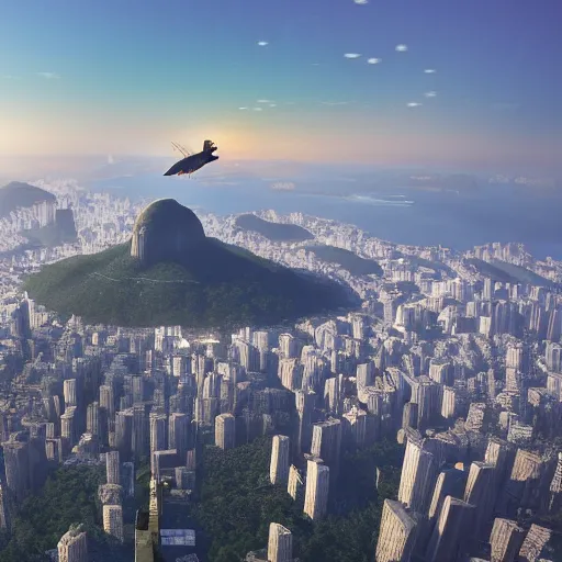 Image similar to a highly detailed picture of, the christo redentor dabbing over rio de janeiro and shouting poggers, ultrawide lens, art by john collier and albert aublet and krenz cushart and artem demura and alphonse mucha, volumetric lighting, octane render, 4 k resolution, trending on artstation, masterpiece