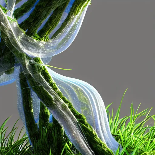 Prompt: jellyfish growing form tree branch,C4d,8k cleaning future - 9n