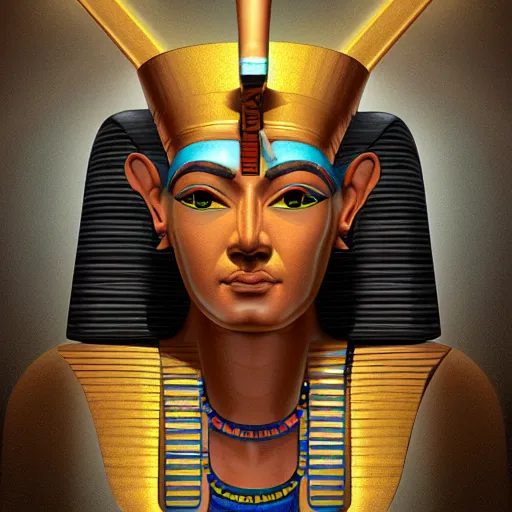 Prompt: Portrait of Egyptian God Osiris with infinite rays of consciousness emitting from his third eye concept art by George Stubbs, highly detailed, ultra detailed, ultra realistic, trending on artstation