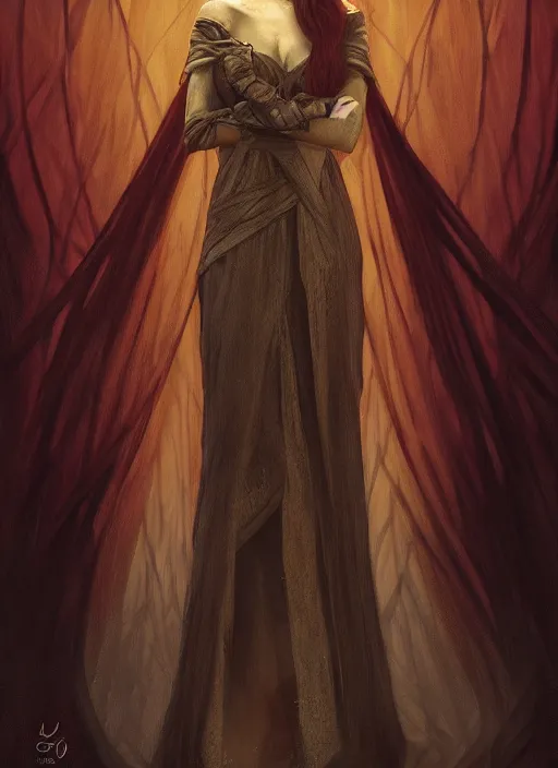 Prompt: melisandre, game of thrones, super highly detailed, professional digital painting, concept art, smooth, sharp focus, no blur, no dof, extreme illustration, unreal engine 5, photorealism, hd quality, 8 k resolution, cinema 4 d, 3 d, beautiful, cinematic, art by artgerm and greg rutkowski and alphonse mucha and loish and wlop