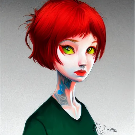 Image similar to A portrait of red hair gir, art by samdoesart, highly detailed, digital painting, concept art, sharp focus, illustration, trending on artstaion